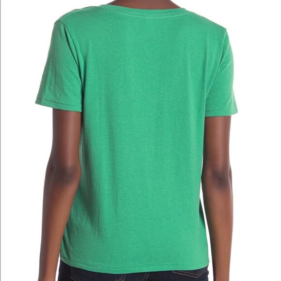 Nordstrom bp. V-Neck Short Sleeve Tee Green Size XXS - Picture 9 of 9